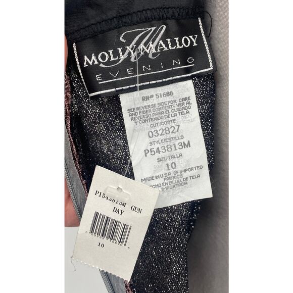 Vintage 90s Crochet Overlay Sequined Sheath Dress Squareneck Mauve Silver NEW 8 - Picture 11 of 12